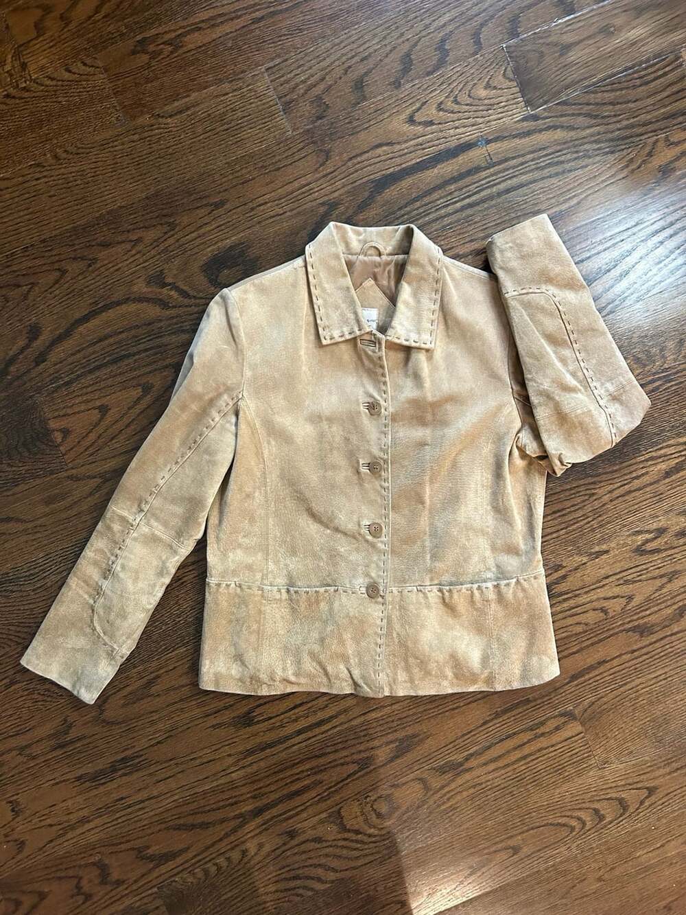 Massini Suede Jacket Size M Tan Leather Whipstitch